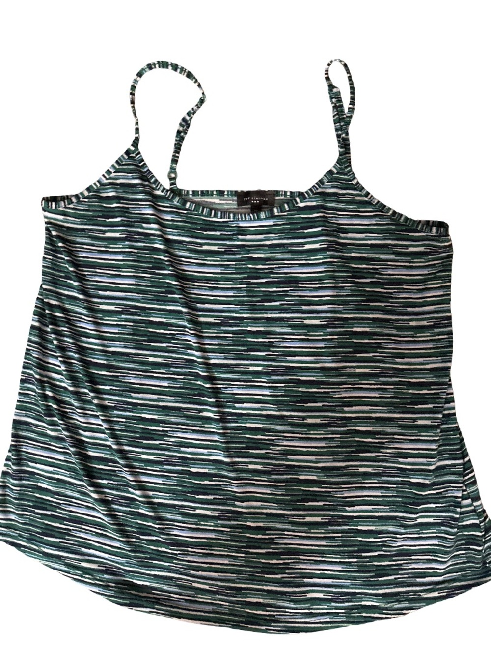 The Limited Green & White Striped Spaghetti Strap Camisole
